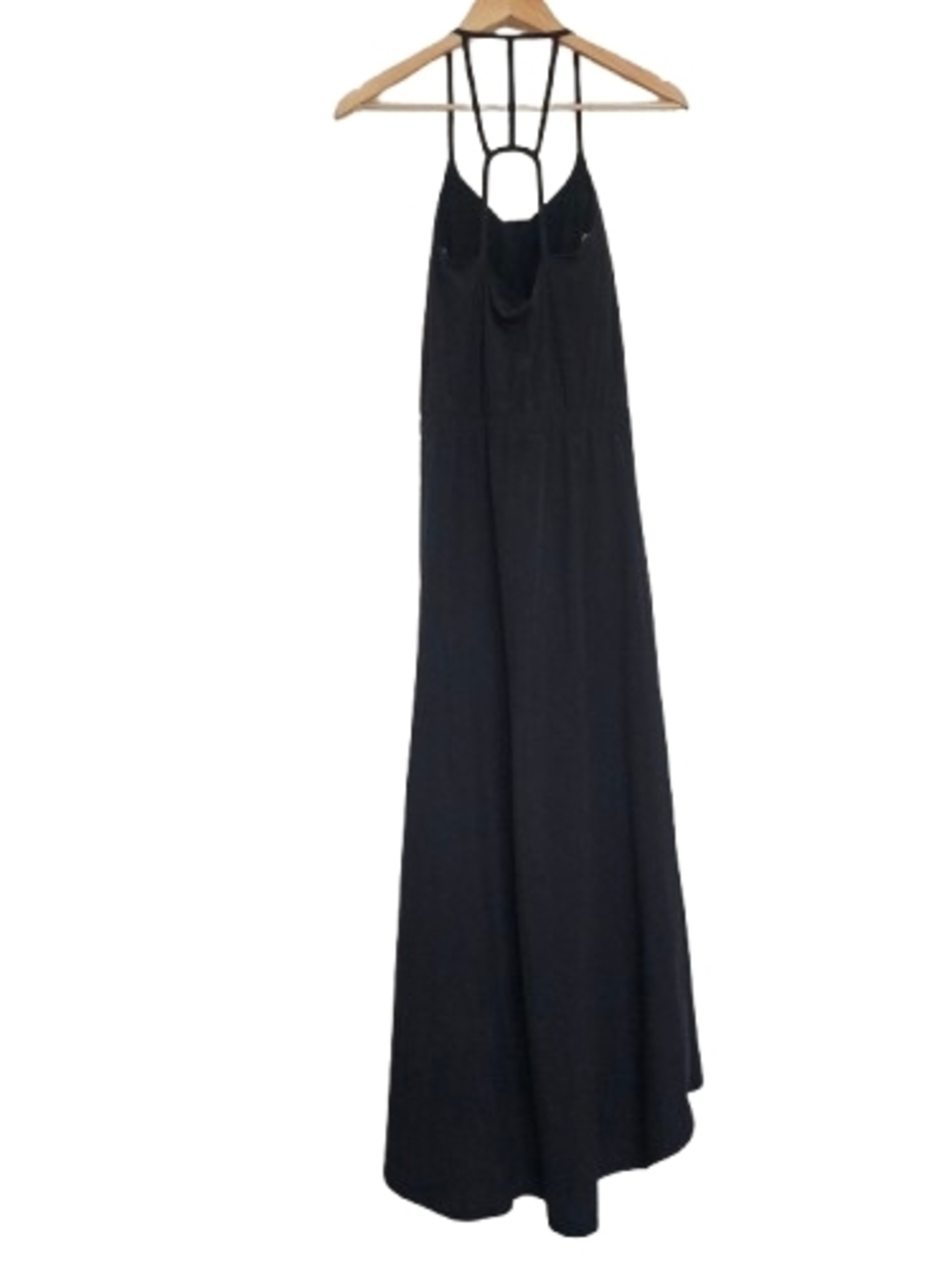 Athleta Black Strappy Back High Low Maxi Dress Size Small Flowy - Picture 2 of 7
